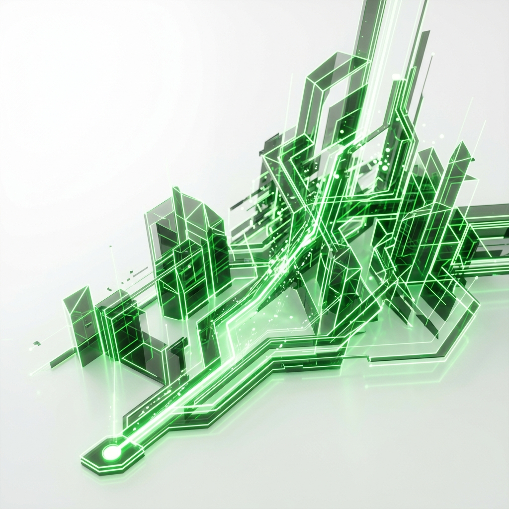 abstract golden data flows and digital architecture