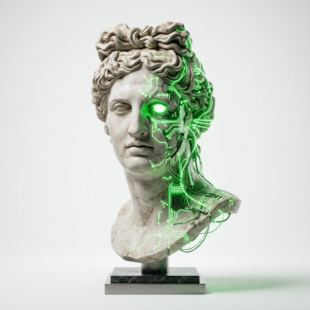 Cybernetic Marble Statue